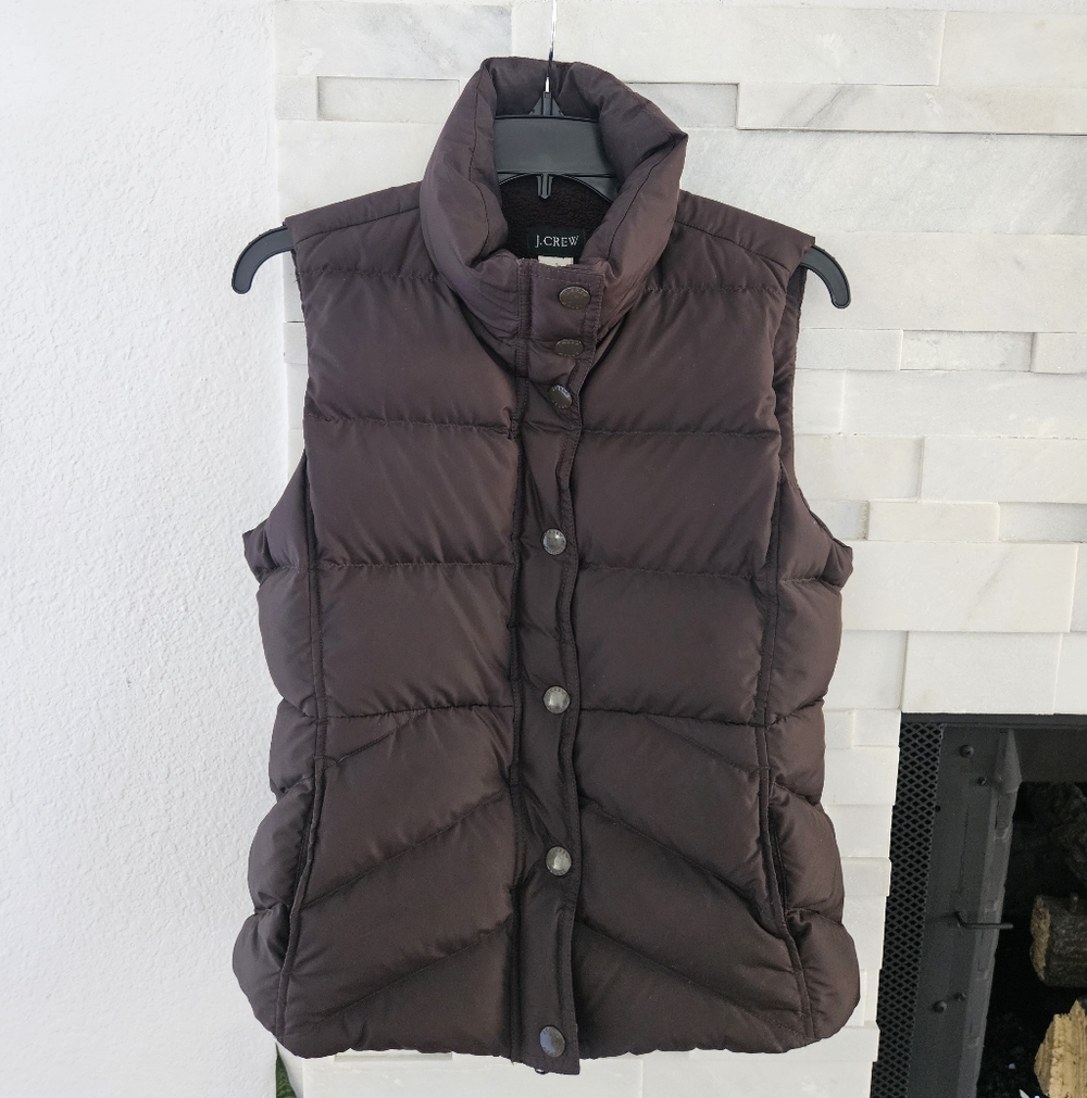 J.Crew Women's Down Feather Brown Puffer Vest Size Small